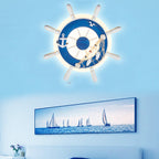 Lumendat Contemporary Coastal Kids Round Rudder Resin Twine Acrylic LED Wall Sconce Lamp For Bedroom Lumendat