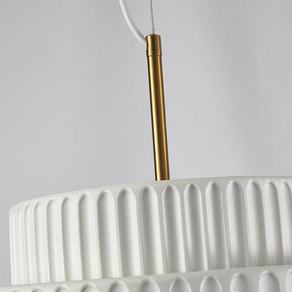 Modern Minimalist Striped Cylinder Resin 1-Light Pendant Light For Living Room