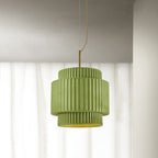 Modern Minimalist Striped Cylinder Resin 1-Light Pendant Light For Living Room