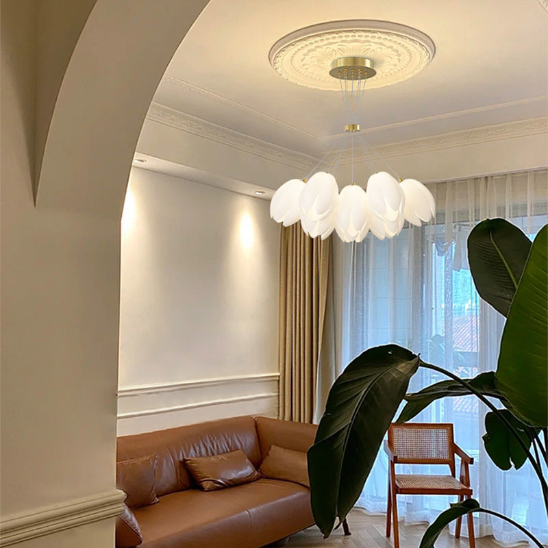 Contemporary Creative Tulip Iron Pe 7/13 Light Chandelier for Living Room BulbSquare