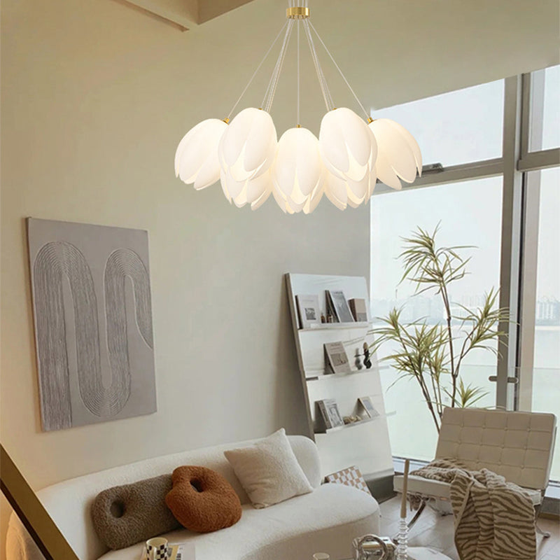 Contemporary Creative Tulip Iron Pe 7/13 Light Chandelier for Living Room BulbSquare