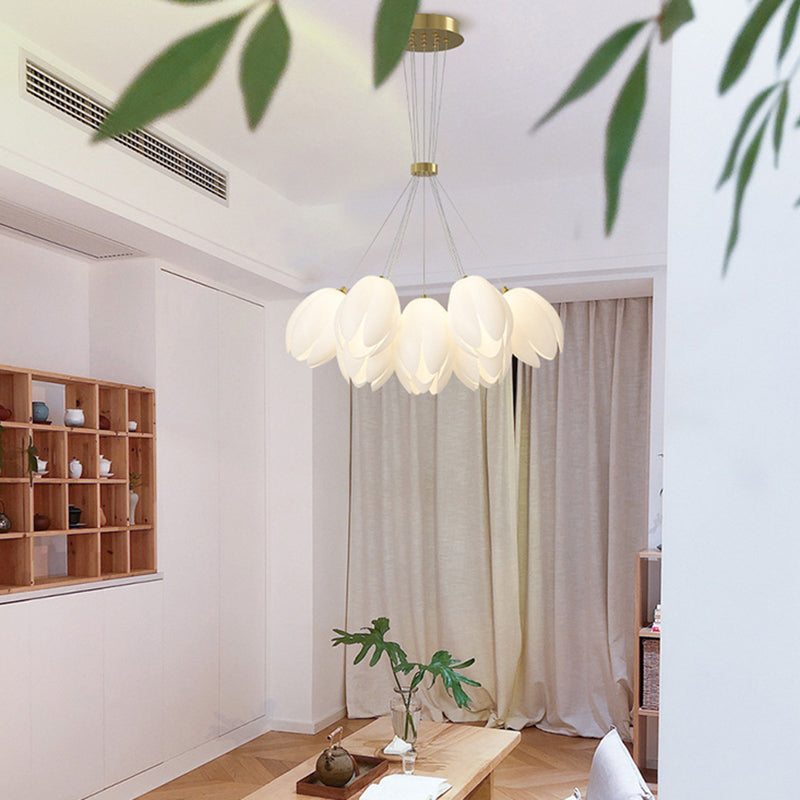 Contemporary Creative Tulip Iron Pe 7/13 Light Chandelier for Living Room BulbSquare