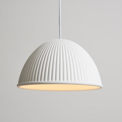 Modern Minimalist Striped Round Dome Pumpkin Shape Iron Resin Shade 1-Light Pendant Light For Living Room