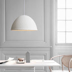 Modern Minimalist Striped Round Dome Pumpkin Shape Iron Resin Shade 1-Light Pendant Light For Living Room