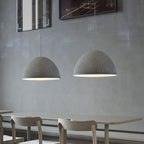 Modern Minimalist Striped Round Dome Pumpkin Shape Iron Resin Shade 1-Light Pendant Light For Living Room