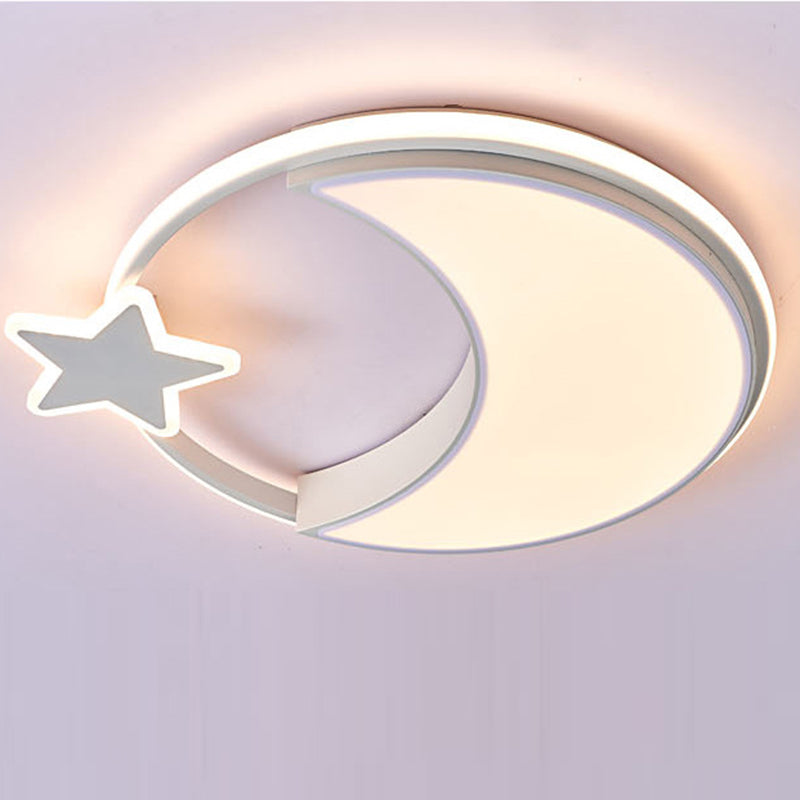 Lumendat Modern Minimalist Kids Star Moon Round Iron Acrylic LED Flush Mount Ceiling Light For Bedroom Lumendat