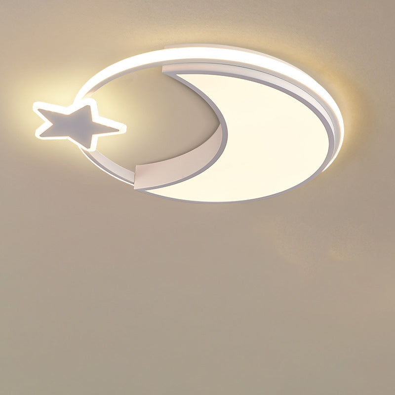 Lumendat Modern Minimalist Kids Star Moon Round Iron Acrylic LED Flush Mount Ceiling Light For Bedroom Lumendat