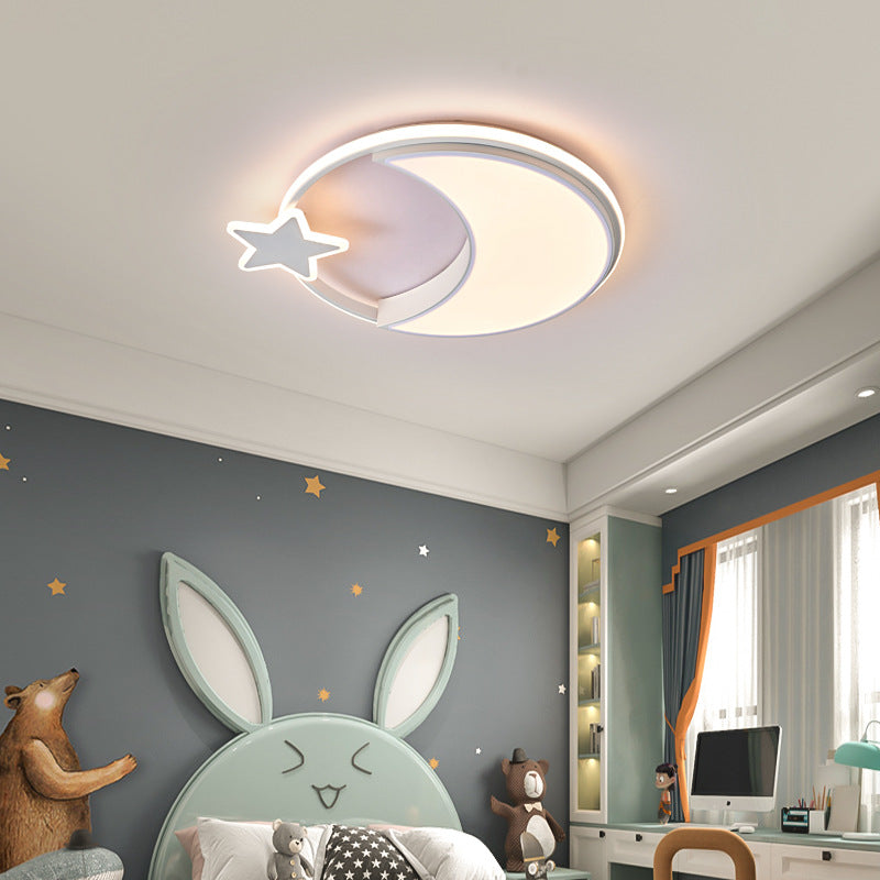 Lumendat Modern Minimalist Kids Star Moon Round Iron Acrylic LED Flush Mount Ceiling Light For Bedroom Lumendat