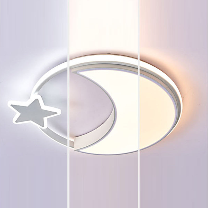 Lumendat Modern Minimalist Kids Star Moon Round Iron Acrylic LED Flush Mount Ceiling Light For Bedroom Lumendat