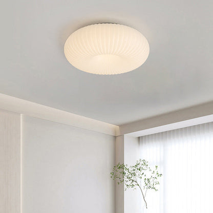 Modern Minimalist Striped Round Oval Hardware PE LED Flush Mount Ceiling Light For Bedroom
