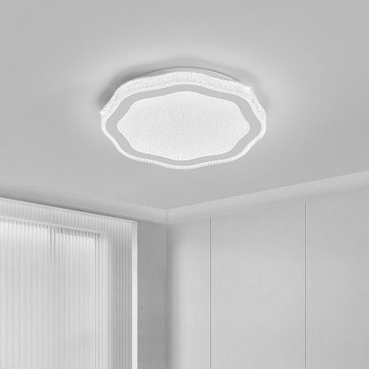Modern Minimalist Irregular Round Flower Iron Acrylic Crystal LED Flush Mount Ceiling Light For Bedroom
