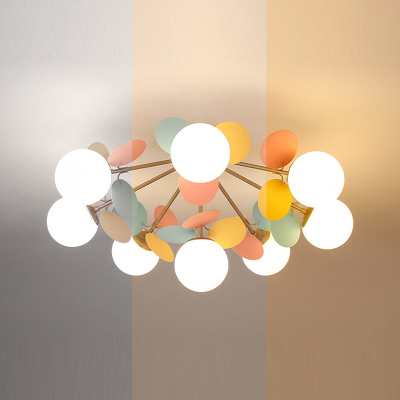 Contemporary Creative Branch Globe Round Piece Metal Glass Acrylic 4/6/8 Light Flush Mount Ceiling Light For Bedroom Lumendat