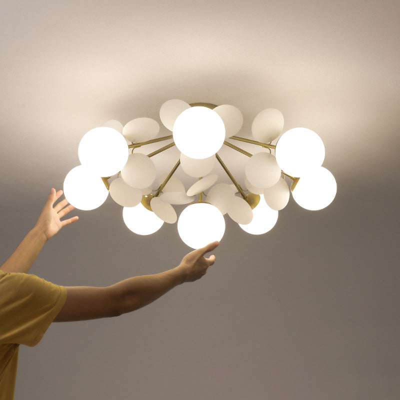 Contemporary Creative Branch Globe Round Piece Metal Glass Acrylic 4/6/8 Light Flush Mount Ceiling Light For Bedroom Lumendat
