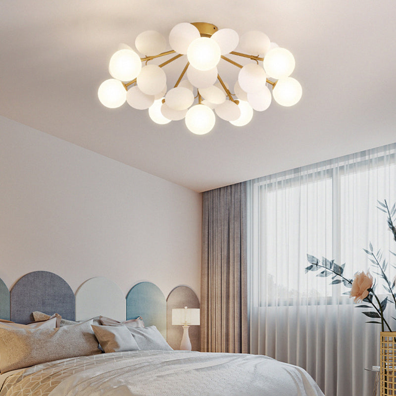 Contemporary Creative Branch Globe Round Piece Metal Glass Acrylic 4/6/8 Light Flush Mount Ceiling Light For Bedroom Lumendat
