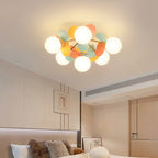 Contemporary Creative Branch Globe Round Piece Metal Glass Acrylic 4/6/8 Light Flush Mount Ceiling Light For Bedroom Lumendat