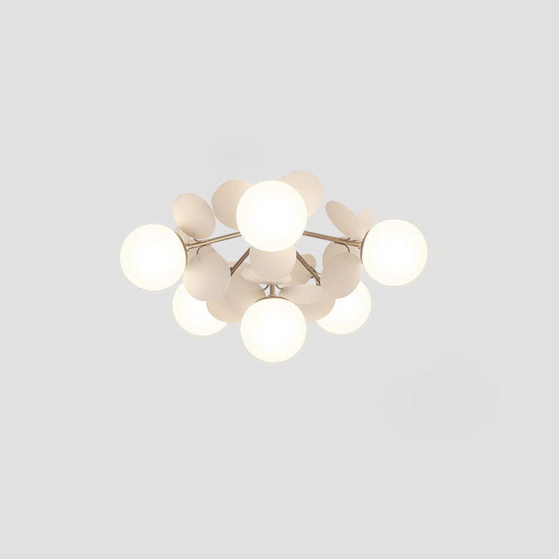 Contemporary Creative Branch Globe Round Piece Metal Glass Acrylic 4/6/8 Light Flush Mount Ceiling Light For Bedroom Lumendat