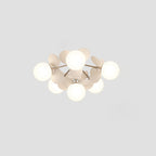 Contemporary Creative Branch Globe Round Piece Metal Glass Acrylic 4/6/8 Light Flush Mount Ceiling Light For Bedroom Lumendat