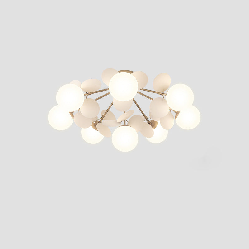 Contemporary Creative Branch Globe Round Piece Metal Glass Acrylic 4/6/8 Light Flush Mount Ceiling Light For Bedroom Lumendat