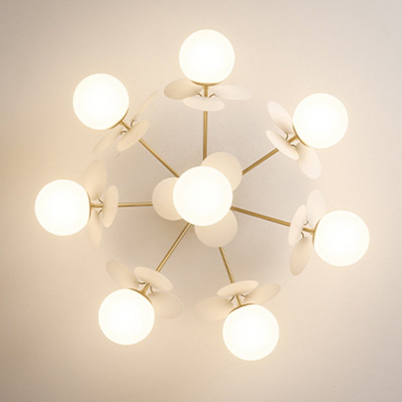 Contemporary Creative Branch Globe Round Piece Metal Glass Acrylic 4/6/8 Light Flush Mount Ceiling Light For Bedroom Lumendat