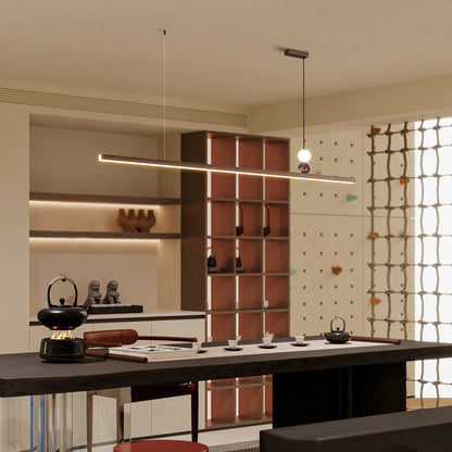 Modern Minimalist Rectangular Bar Aluminum Acrylic LED Island Light Chandelier for Dining Room