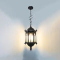 Traditional Vintage Waterproof Hexagonal Column Palace Aluminum Acrylic 1-light Pendant Light for Outdoor Patio Lumendat