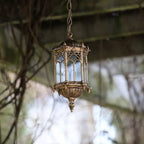 Traditional Vintage Waterproof Hexagonal Column Palace Aluminum Acrylic 1-light Pendant Light for Outdoor Patio Lumendat
