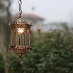 Traditional Vintage Waterproof Hexagonal Column Palace Aluminum Acrylic 1-light Pendant Light for Outdoor Patio Lumendat