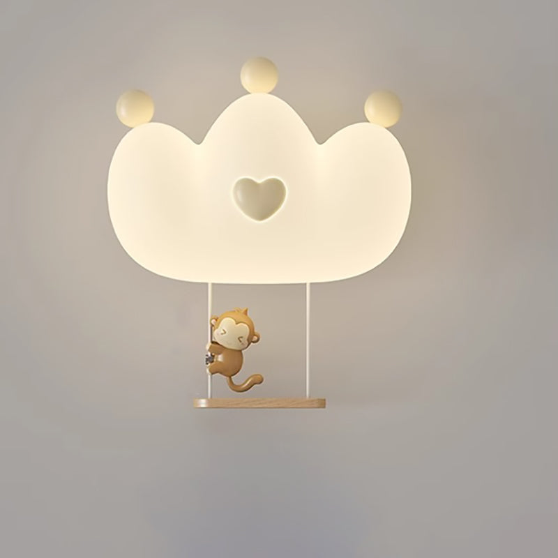 Lumendat Contemporary Creative Kids Crown Animal Iron PE LED Wall Sconce Lamp For Bedroom Lumendat
