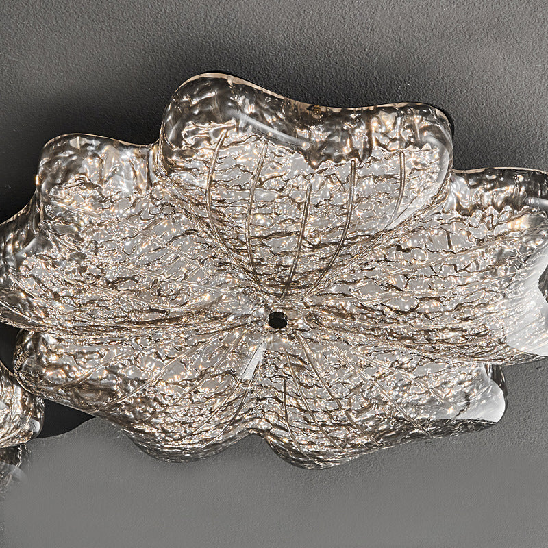 Contemporary Nordic Flower Resin Metal LED Flush Mount Ceiling Light For Living Room