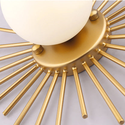 Modern Minimalist Branch Globe Sun Shape Iron Frame Glass Shade 1-light Flush Mount Ceiling Light for Hallway