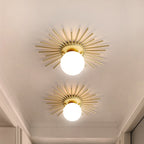 Modern Minimalist Branch Globe Sun Shape Iron Frame Glass Shade 1-light Flush Mount Ceiling Light for Hallway