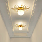 Modern Minimalist Branch Globe Sun Shape Iron Frame Glass Shade 1-light Flush Mount Ceiling Light for Hallway