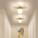 Modern Minimalist Branch Globe Sun Shape Iron Frame Glass Shade 1-light Flush Mount Ceiling Light for Hallway