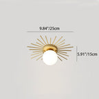 Modern Minimalist Branch Globe Sun Shape Iron Frame Glass Shade 1-light Flush Mount Ceiling Light for Hallway