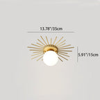 Modern Minimalist Branch Globe Sun Shape Iron Frame Glass Shade 1-light Flush Mount Ceiling Light for Hallway
