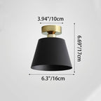 Contemporary Nordic Round Trapezoidal Cup Iron 1-light Semi-flush Mount Ceiling Light for Hallway