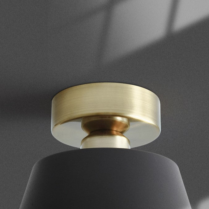 Contemporary Nordic Round Trapezoidal Cup Iron 1-light Semi-flush Mount Ceiling Light for Hallway