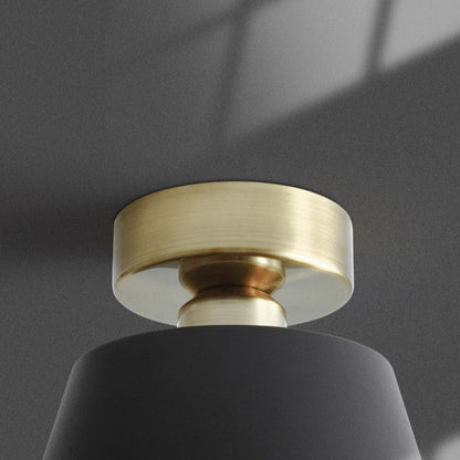 Contemporary Nordic Round Trapezoidal Cup Iron 1-light Semi-flush Mount Ceiling Light for Hallway