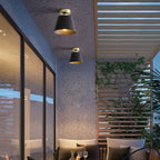 Contemporary Nordic Round Trapezoidal Cup Iron 1-light Semi-flush Mount Ceiling Light for Hallway