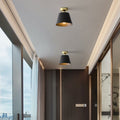 Contemporary Nordic Round Trapezoidal Cup Iron 1-light Semi-flush Mount Ceiling Light for Hallway