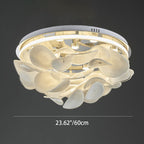 Contemporary Nordic Round Petal Stainless Steel Aluminum Glass LED Flush Mount Ceiling Light For Living Room