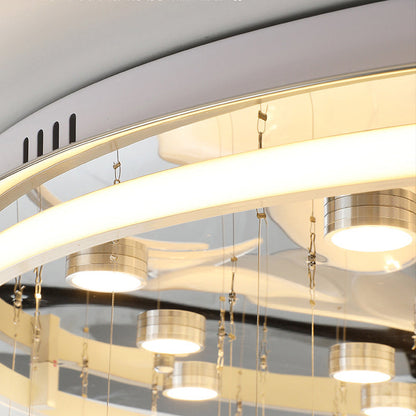 Contemporary Nordic Round Petal Stainless Steel Aluminum Glass LED Flush Mount Ceiling Light For Living Room