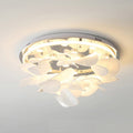 Contemporary Nordic Round Petal Stainless Steel Aluminum Glass LED Flush Mount Ceiling Light For Living Room