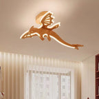 Lumendat Contemporary Creative Kids Dinosaur Solid Wood Iron Acrylic LED Semi-Flush Mount Ceiling Light For Bedroom Lumendat