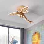Lumendat Contemporary Creative Kids Dinosaur Solid Wood Iron Acrylic LED Semi-Flush Mount Ceiling Light For Bedroom Lumendat