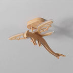 Lumendat Contemporary Creative Kids Dinosaur Solid Wood Iron Acrylic LED Semi-Flush Mount Ceiling Light For Bedroom Lumendat