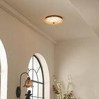 Contemporary Retro Round Lace Gold Foil Iron Resin LED Flush Mount Ceiling Light For Living Room