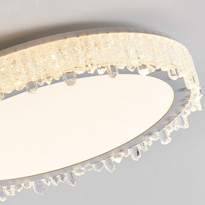 Modern Luxury Round Icicle Shape Iron Acrylic LED Flush Mount Ceiling Light For Bedroom