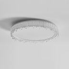 Modern Luxury Round Icicle Shape Iron Acrylic LED Flush Mount Ceiling Light For Bedroom