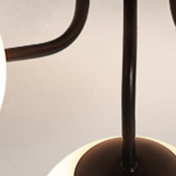Modern Minimalist Curved Pole Globe Iron Glass 3/5 Light Semi-flush Mount Ceiling Light for Living Room